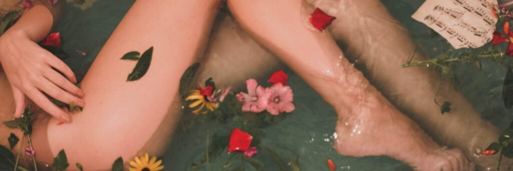 transition from work to home in a flower bath
