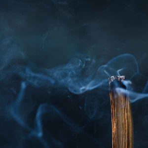 Closeup of smoke from the tip of burning incense