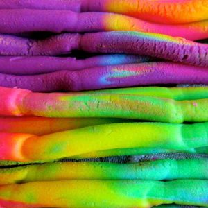 Some tubes of colourful play-doh