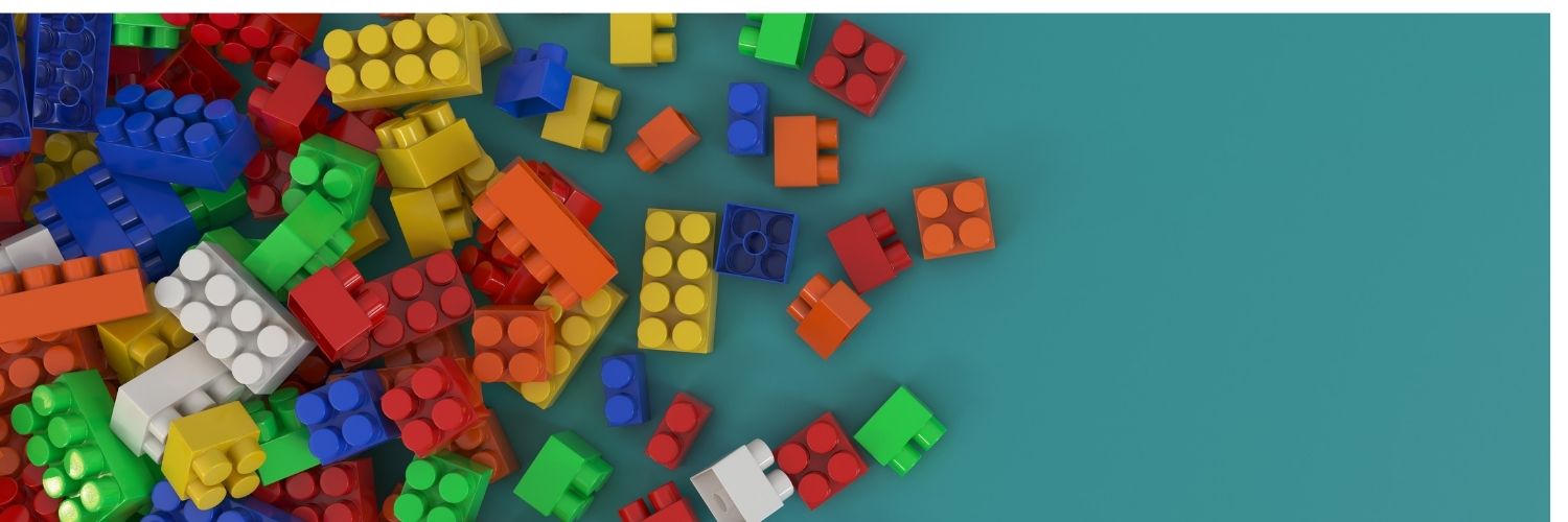 Lego on blue background