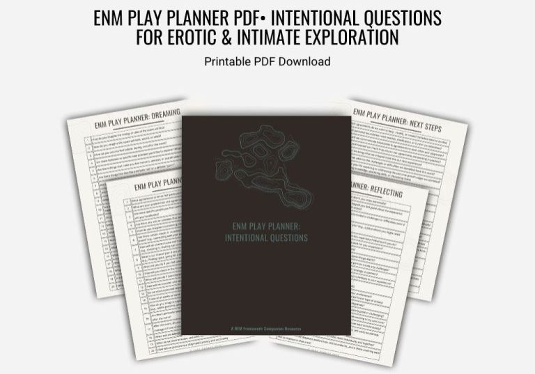 Fanned pages from the ENM Play Planner PDF, offering a preview of its content.