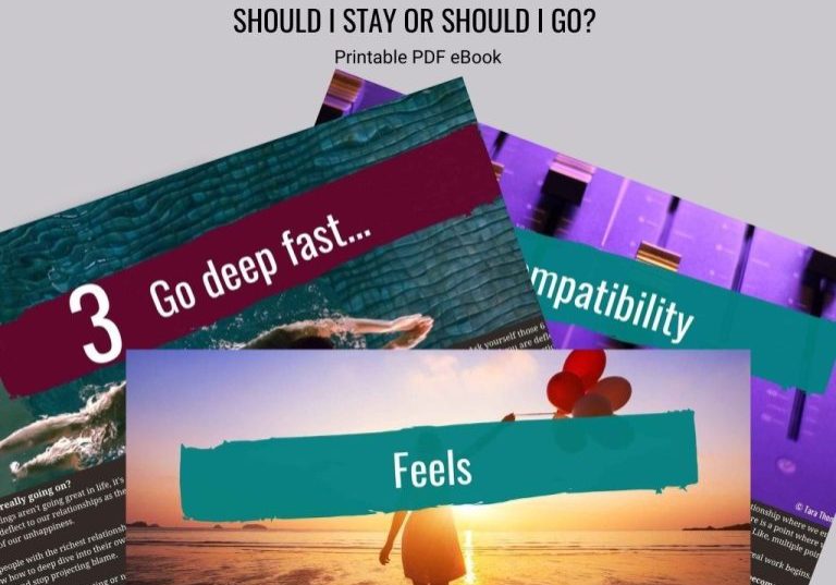 Fanned pages from the Should I Stay or Should I Go eBook, highlighting its thoughtful content.