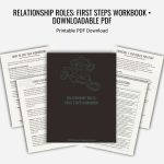 Fanned pages from the Relationship Roles First Steps Workbook, offering a preview of its content.